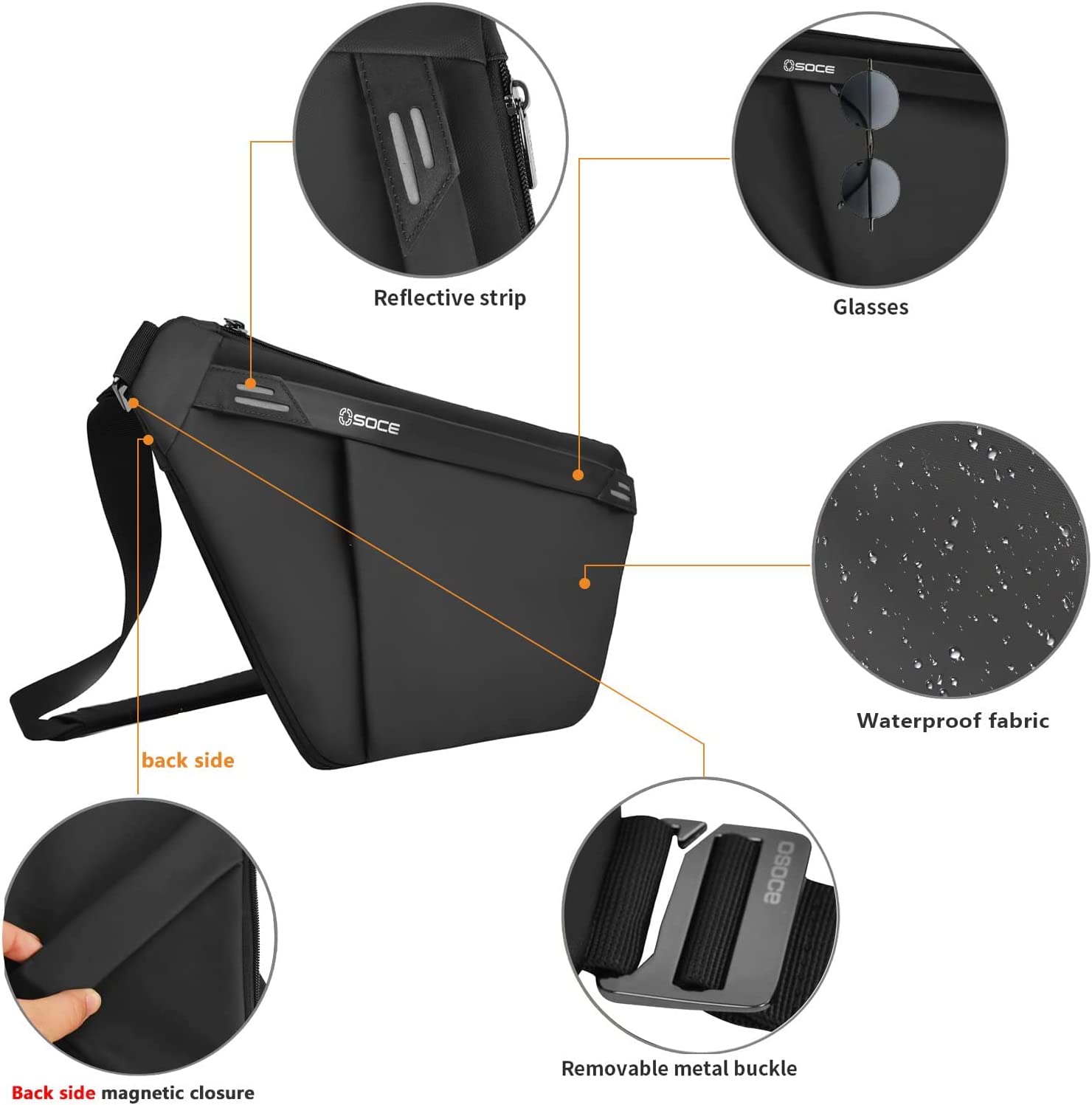 OSOCE Sling Bag Chest Backpack Casual Daypack Black Shoulder Crossbody Lightweight Anti Theft Outdoor Sport Travel Hiking Bag For Men Women - Image 6
